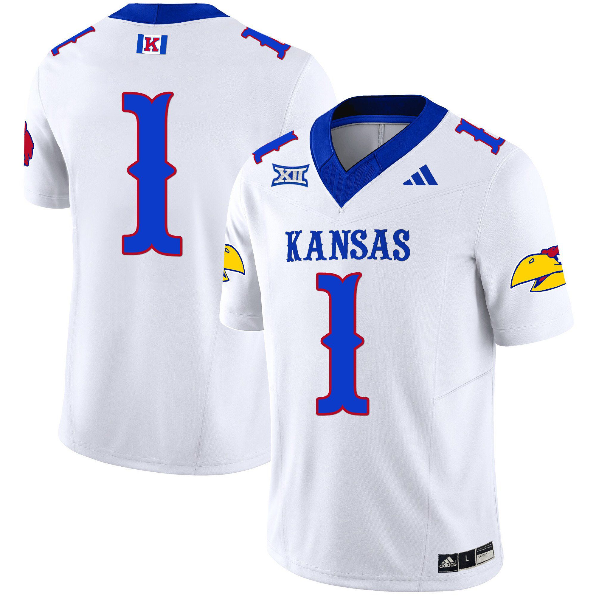 Men Kansas Jayhawks #1 No Name White 2024 Blackhawk Vapor Limited NCAA Jersey->indianapolis colts->NFL Jersey